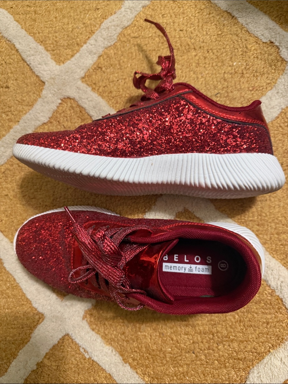 Red Glitter Sneakers with Memory Foam Comfort